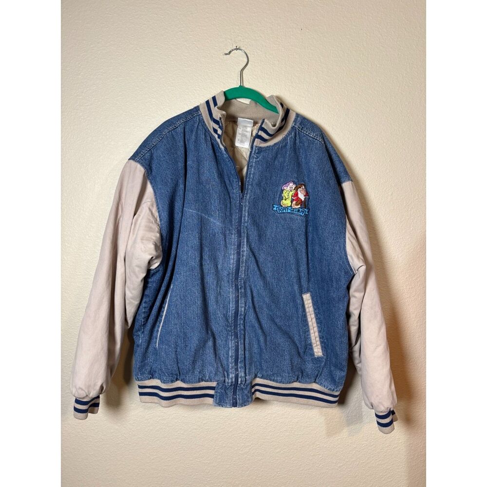 Disney Men's Varsity Blue Denim Jacket, Size XL, Embroidered Grumpy's Mining Co
